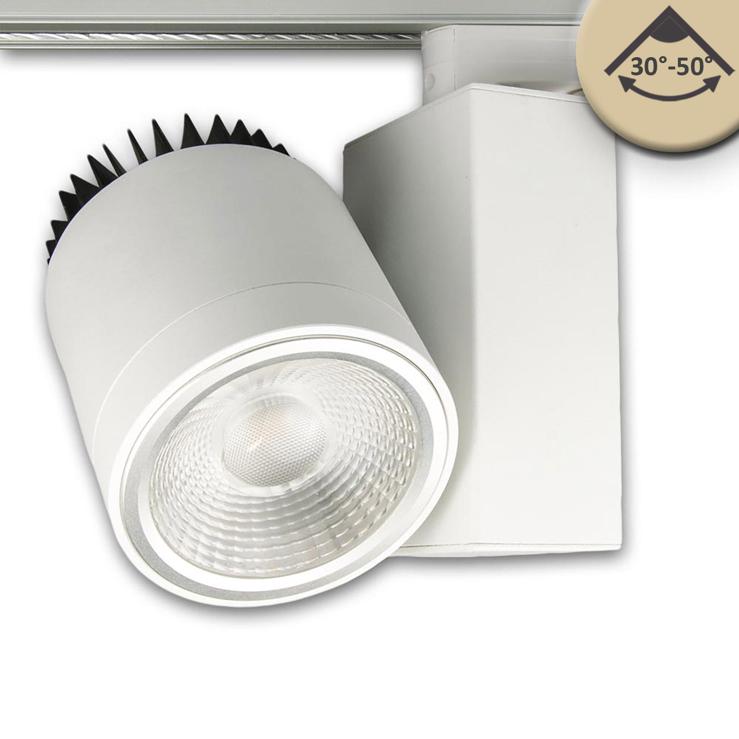 3-PH Schienen-Strahler Bread Light, 40W, 30°-50°, weiß matt