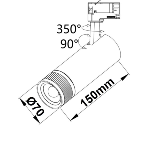 3-PH Schienen-Strahler, 15W, 38°, schwarz, neutralweiß