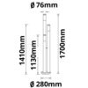 Pollerleuchte 1700 anthrazit, IP44, 3x E27 Fassung, exkl. Leuchtmittel