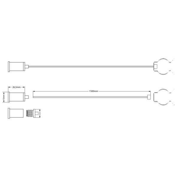 Seilabhängung (2 Stk) für T8 Röhren mit Deckenverschraubung inkl. Stahlseile 1,5m und Clips