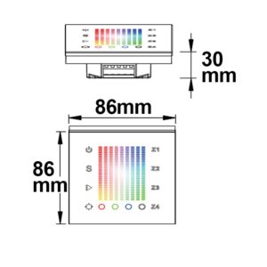 112505_skizze1 Sys-One RGB+W 4 Zonen Einbau-Touch-Fernbedienung, 230V AC