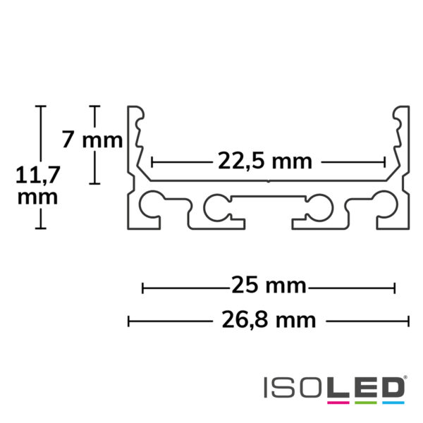 LED Aufbauprofil SURF24 FLAT V1 Aluminium eloxiert, 200cm