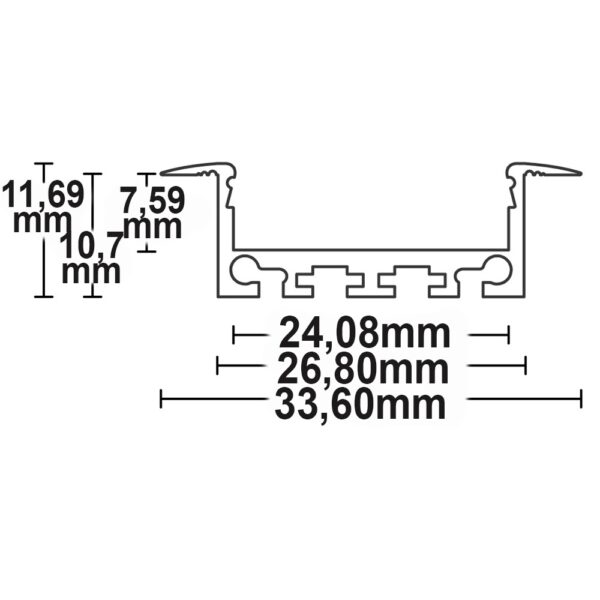 LED Einbauprofil DIVE24 FLAT V1 Aluminium eloxiert, 200cm