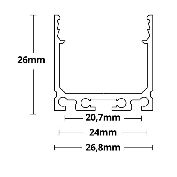 LED Aufbauprofil SURF24 Aluminium eloxiert, 200cm