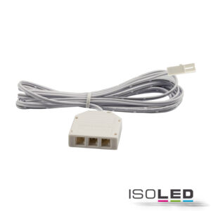 114497_1 MiniAMP 3-fach Verteiler (1 male-Stecker an 3 female-Buchsen), 30cm, 2-polig, weiß, max. 3,5A