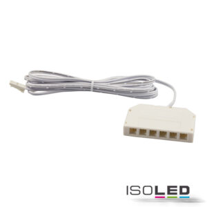 114499_1 MiniAMP 6-fach Verteiler (1 male-Stecker an 6 female-Buchsen), 30cm, 2-polig, weiß, max. 3,5A