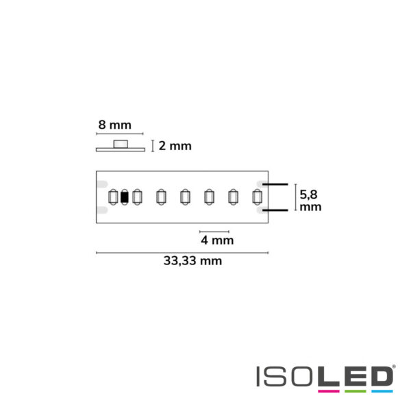 LED CRI930 Linear8 Flexband, 24V DC, 8W, IP20, 3000K, 5m Rolle, 210 LED/m
