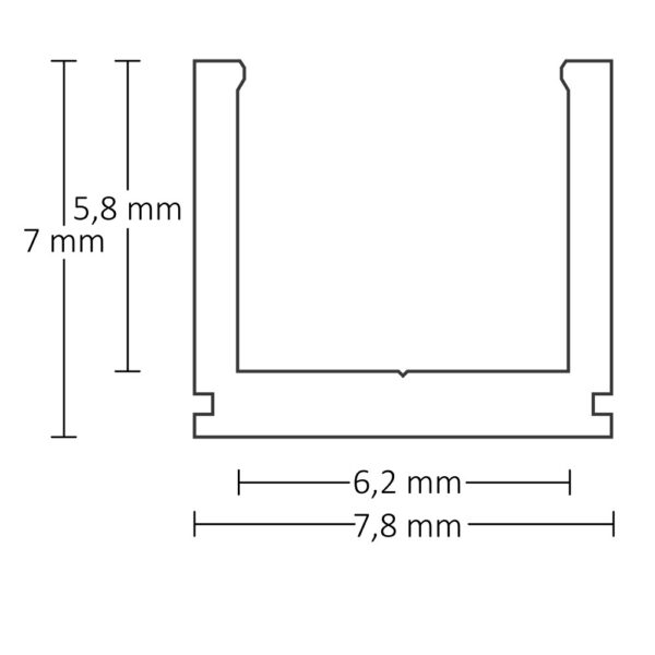 LED Aufbauprofil SURF6 Aluminium schwarz RAL9005, 200cm