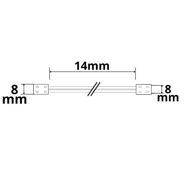 Kontakt-Verbinder mit Kabel Universal (max. 5A) K2-28 für 2-pol. IP20 Flexstripes mit Breite 8mm