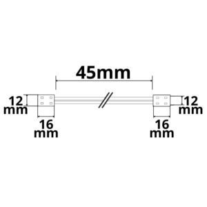 114871_Skizze Kontakt-Verbinder mit Kabel Universal (max. 5A) K2-210 für 2-pol. IP20 Flexstripes mit Breite 10mm