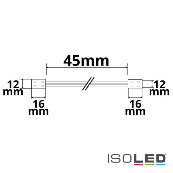 Kontakt-Verbinder mit Kabel Universal (max. 5A) K2-210 für 2-pol. IP20 Flexstripes mit Breite 10mm
