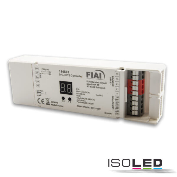 DALI DT8 1 Adresse Universal Push-Dim PWM-Dimmer, 4 Kanal, 12-36V 4x5A, 48V 4x3A