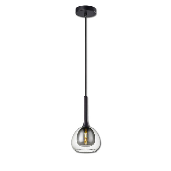 Pendelleuchte, clear/black Glas, E14, 50-300cm, exkl. Leuchtmittel, exkl. Baldachin