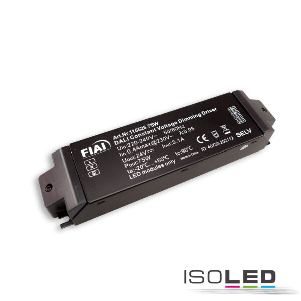 LED PWM-Trafo 24V/DC, 0-75W, IP20, Push/DALI dimmbar, SELV