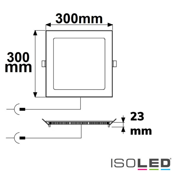 LED Downlight, 24W, eckig ultraflach weiß, 300x300mm, ColorSwitch 3000|3500|4000K, dimmbar