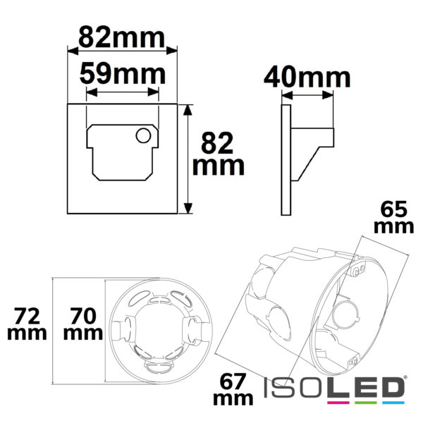 LED Wandeinbauleuchte Sys-Wall68 230V, mit PIR Sensor, 2W, ColorSwitch 3000|4000|6000K, exkl.Cover