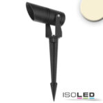 LED Gartenstrahler, rund, Aluminium, schwarz, 12-24V, IP65, 6W, 30°, warmweiß, inkl. Erdspieß