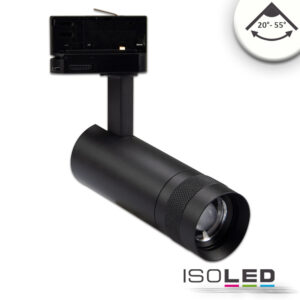 3-Phasen Schienen-Strahler fokussierbar, 8W, 20°-55°, schwarz matt, 4000K, dimmbar