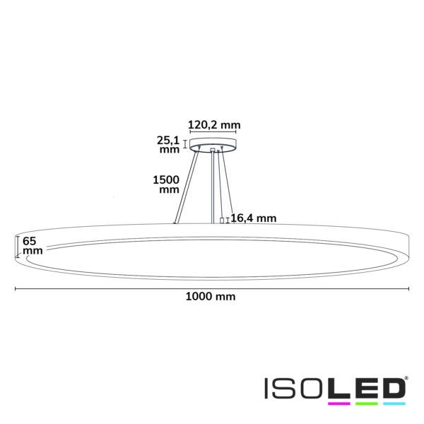 LED Hängeleuchte UGR<19 2H, schwarz, 80W|100W, IP42, DN1000, 2700|3000|4000K, dimmbar, exkl. Kabel