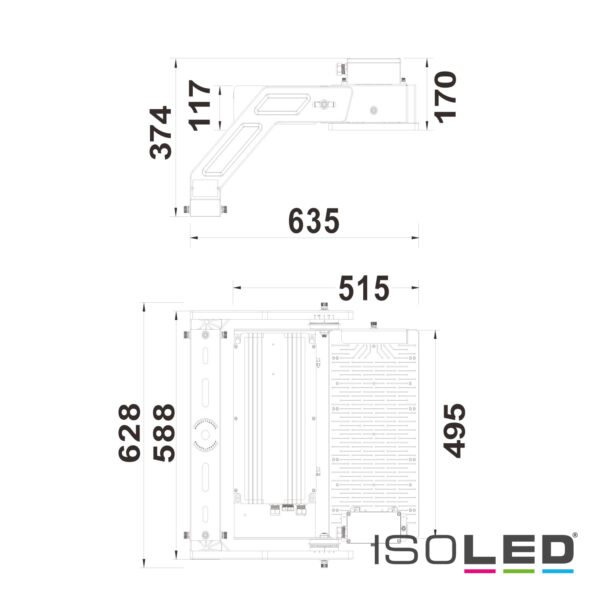 LED Flutlichtanlage LW 500W, 130x25°, 1 Modul (Lichtpunkt), DALI dimmbar, warmweiß, IP66