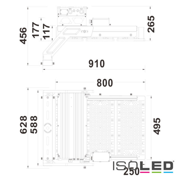 LED Flutlichtanlage LW 1.500W, 130x25°, 3 Module (Lichtpunkte), DALI dimmbar, warmweiß, IP66