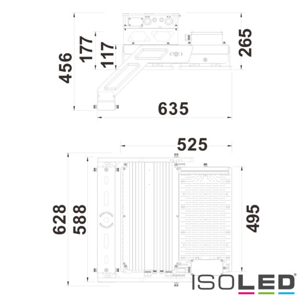 LED Flutlichtanlage LW 1.000W, 130x25°, 2 Module (Lichtpunkte), DALI dimmbar, neutralweiß, IP66