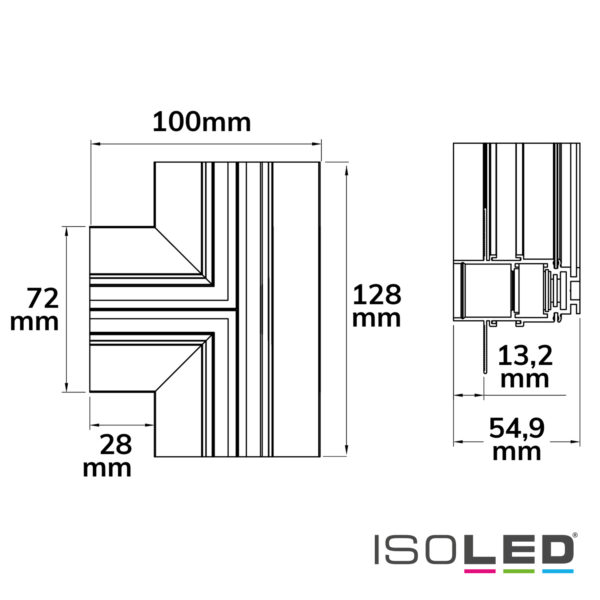 Track48 T-Schiene horizontal für Trockenbauschiene, schwarz, nicht stromführend