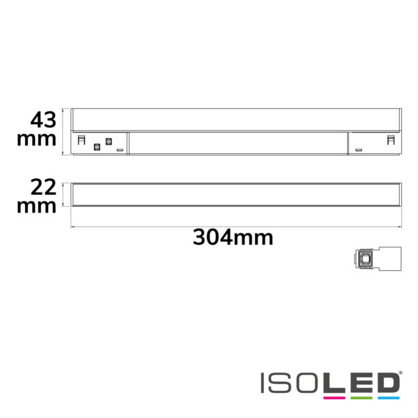 Track48 Linearleuchte 30cm weiß, 10W, 120°, 48V DC, 4000K, CRI90, prismatisch, Line+, DALI dimmbar
