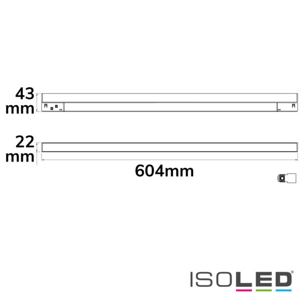 Track48 Linearleuchte 60cm weiß, 20W, 120°, 48V DC, 4000K, CRI90, prismatisch, Line+, DALI dimmbar