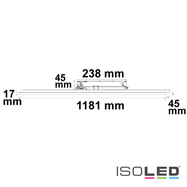 3-PH Linearleuchte prismatisch, 120cm, 40W, schwarz, 3000|3500|4000K, CRI90, DALI dim