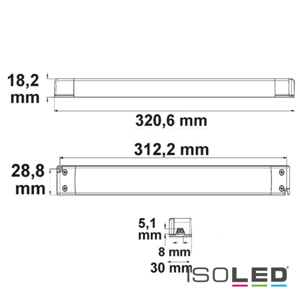 LED Trafo 24V/DC, 0-100W, SELV, ultraflach