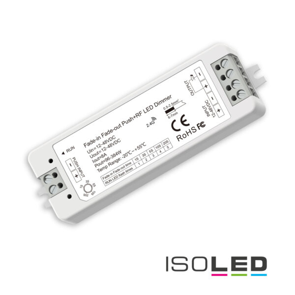Sys-Pro Push/Funk Soft-On/Soft-Off PWM-Dimmer, 1 Kanal, 12-48V DC 8A