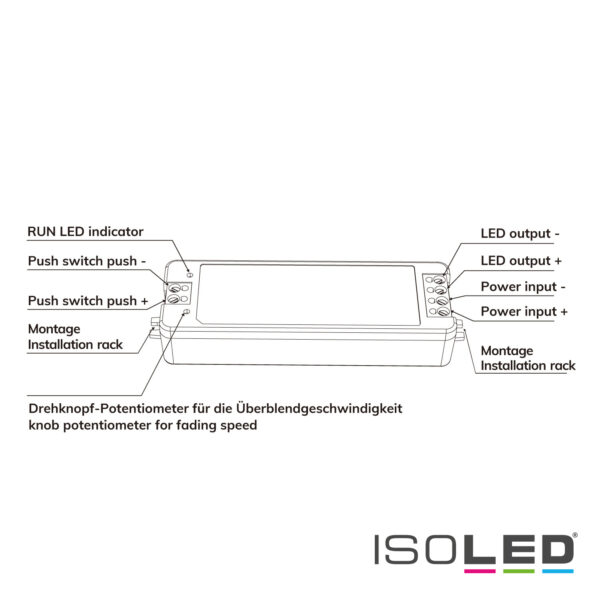 Sys-Pro Push/Funk Soft-On/Soft-Off PWM-Dimmer, 1 Kanal, 12-48V DC 8A