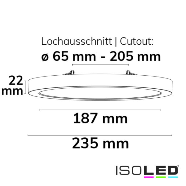 LED Aufbau/Einbauleuchte Flex Pro DN235, 16W, weiß, 120lm/W, 3000|3500|4000K, dimmbar