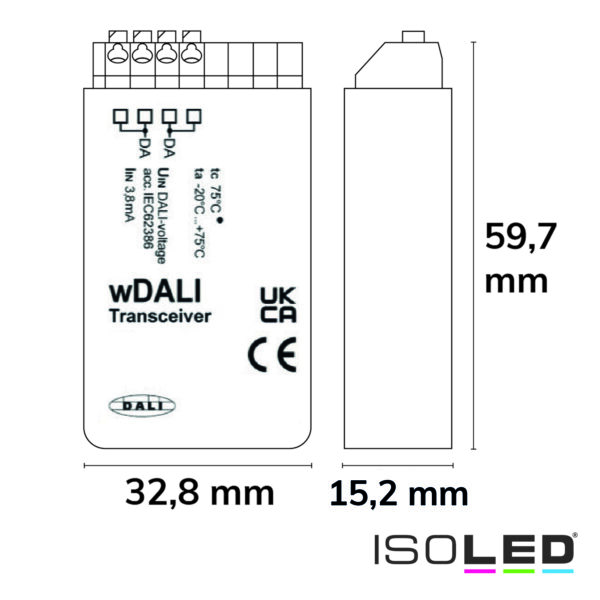DALI Receiver zur Weiterleitung von Befehlen des DALI Funktransmitters auf die DALI Bus Linie