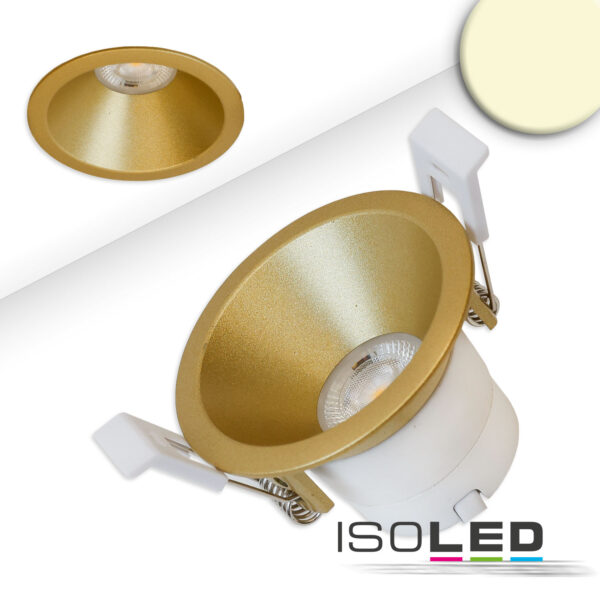 LED Einbaustrahler BACK60-68, gold, rund, 5W, CRI90, 3000K, rückversetzt, UGR<12, dimmbar