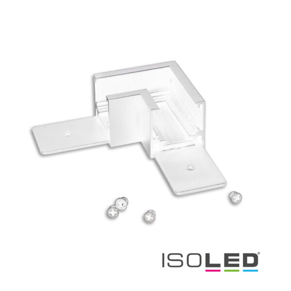 Track48 Eckschiene 90° horizontal für Aufbauschiene flat, weiß, nicht stromführend