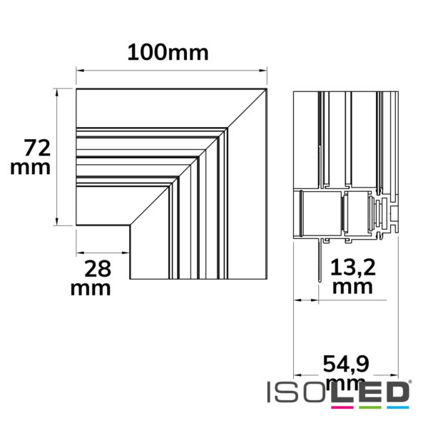 Track48 Eckschiene 90° horizontal für Trockenbauschiene, weiß, nicht stromführend