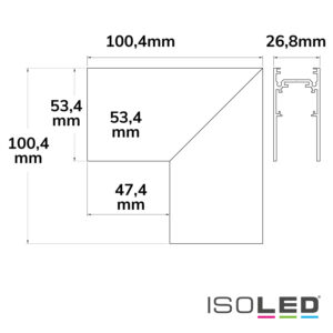 116773_skizze Track48 Eckschiene 90° vertikal für Aufbauschiene, weiß, nicht stromführend