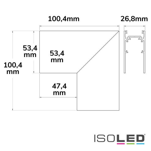 Track48 Eckschiene 90° vertikal für Aufbauschiene, weiß, nicht stromführend