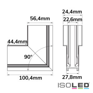 116774_skizze Track48 Eckschiene 90° vertikal für Einbauschiene, weiß, nicht stromführend