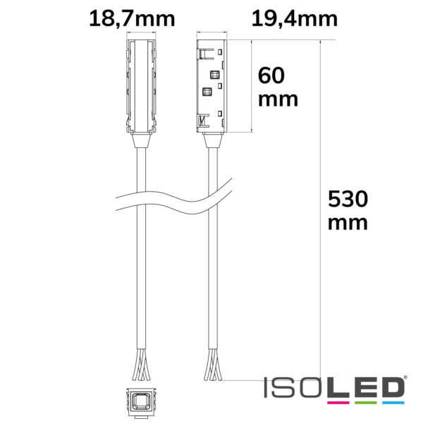 Track48 Stromeinspeisung mit 50cm Anschlusskabel, weiß, max. 6A, 4-polig (+|-|DALI+|DALI-)