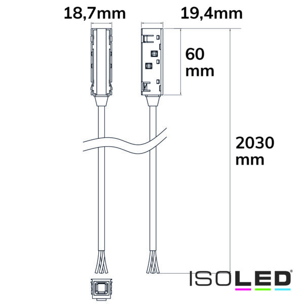 Track48 Stromeinspeisung mit 200cm Anschlusskabel, weiß, max. 6A, 4-polig (+|-|DALI+|DALI-)