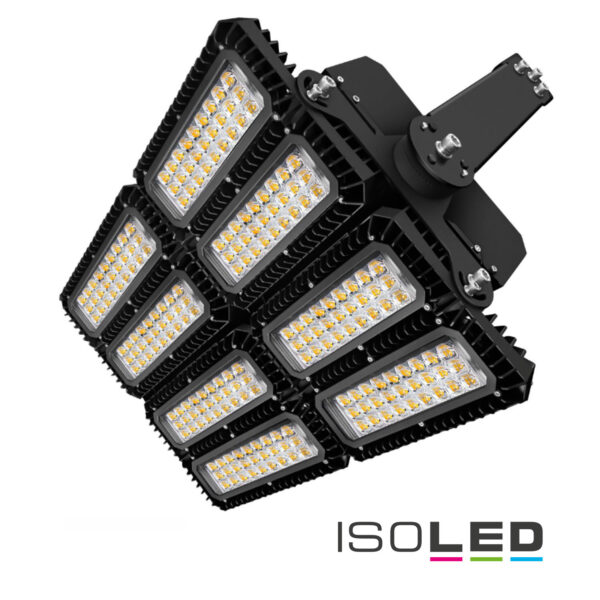 LED Flutlichtanlage 900W, 130x40°, 4 Module (Lichtpunkte), DALI dimmbar, 3000K, IP66 (ext. Trafo)