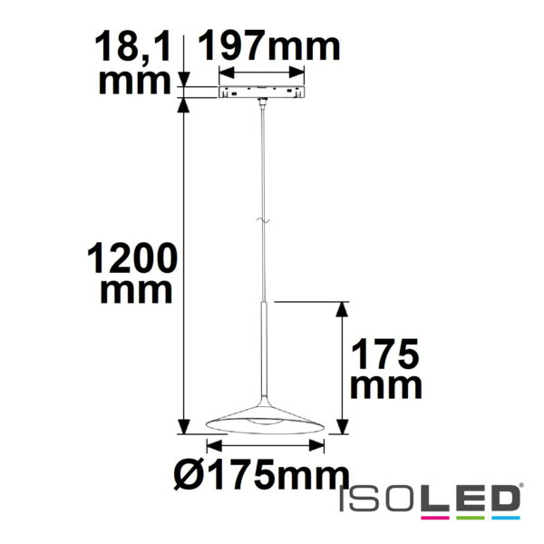 Track48 Hängeleuchte Shade 5,5W, 120°, 48V DC, schwarz, 3000K, DALI dimmbar