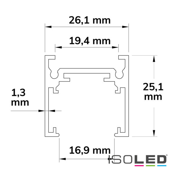 Track48 Aufbauschiene flat, schwarz, 200cm, 4-polig, inkl. Endkappen und Schutzcover