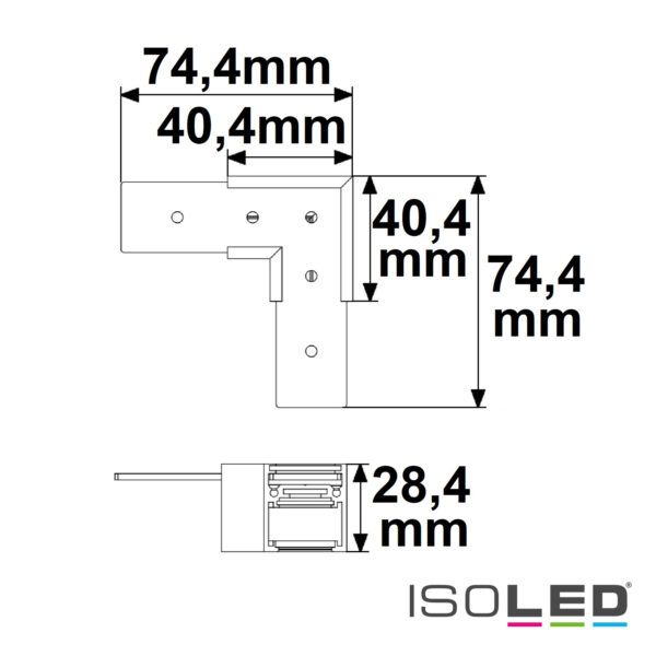 Track48 Eckschiene 90° horizontal für Aufbauschiene flat, schwarz, nicht stromführend