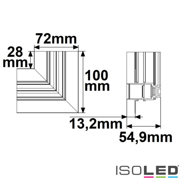 Track48 Eckschiene 90° horizontal für Trockenbauschiene, schwarz, nicht stromführend
