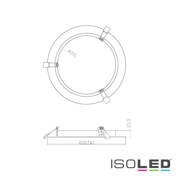Loch Adapterring für Downlights, mit Federn, weiß, ID 201mm - AD 287mm