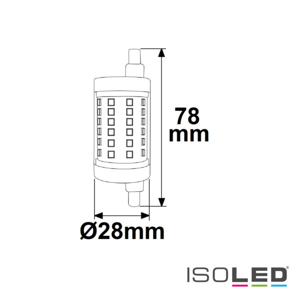 R7s LED Stab, 8W, L: 78mm, warmweiß, dimmbar
